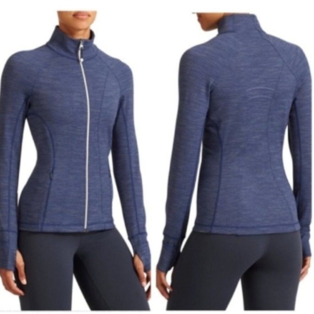 ATHLETA Striated Hope Jacket Full Zip Heather Blue in Size L